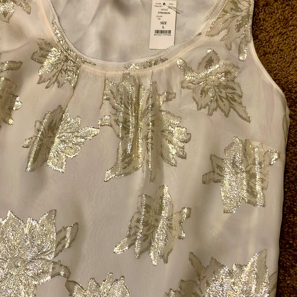 WHBM. BEAUTIFUL SLEEVELESS CREAM WITH SPARKLING FLOWERS/LEAVES. SIZE LARGE. NWT - Picture 4 of 7